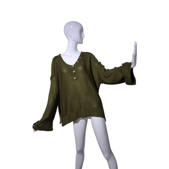 Wonderly Oversized Slouchy Womens size XL Grungecore Preppy Henley Knit Sweater - Picture 10 of 12